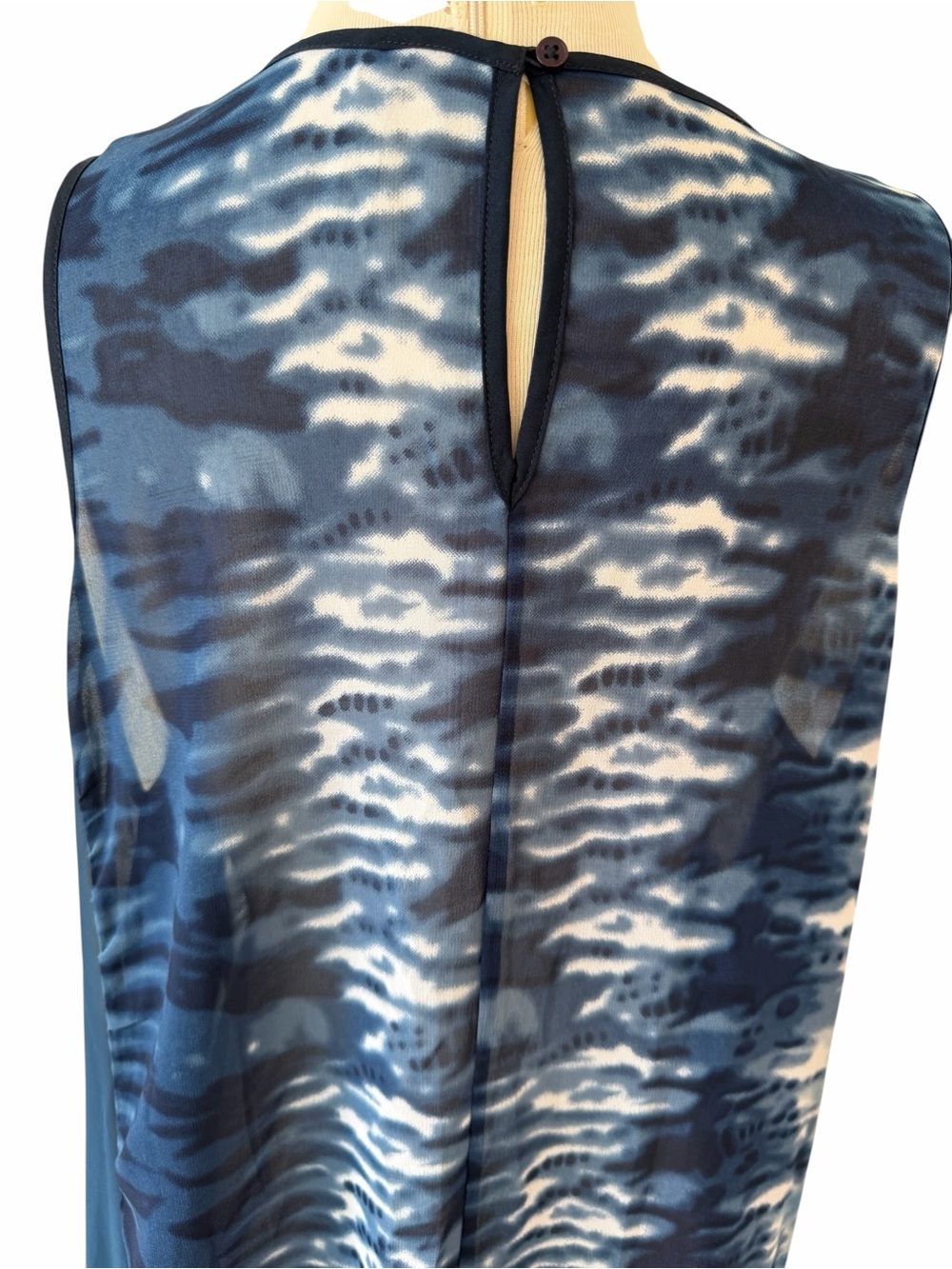 Hope & Luck Navy Blue Sheer Sleeveless Asymmetric Dress Beach Coverup sz XL - Picture 7 of 8